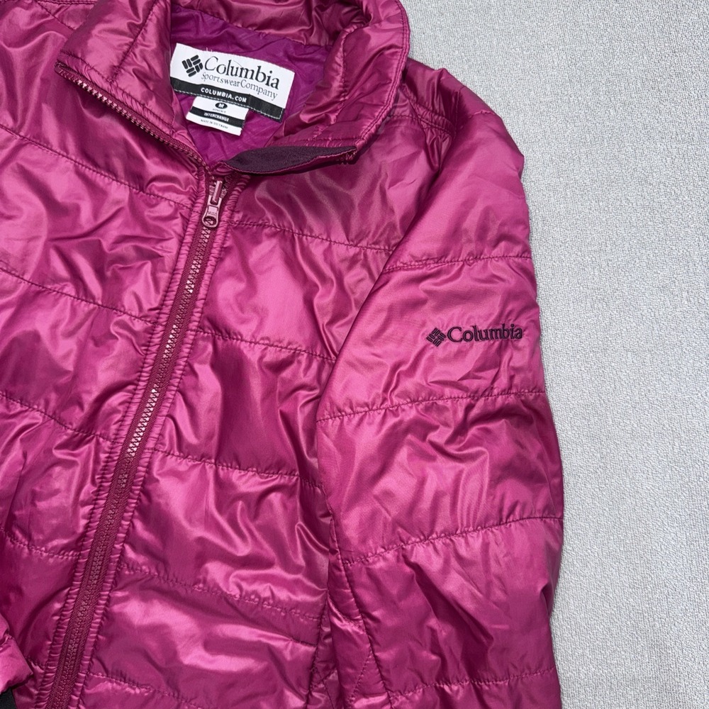 COLUMBIA Women's Interchange Puffer Jacket Coat Dark Pink Burgundy Size med - Picture 4 of 9